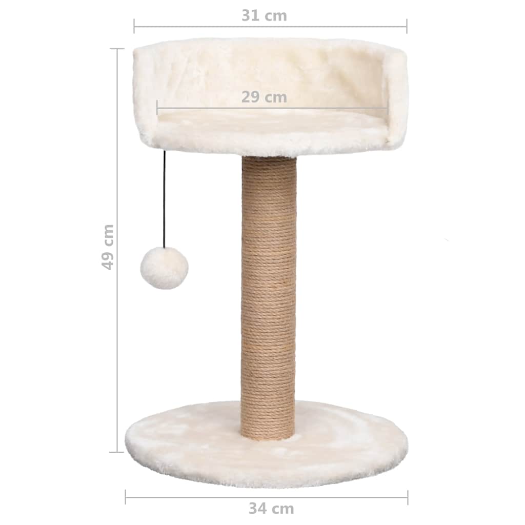Pawly Cat Tree — Seagrass Scratching Post with Plush Perch (49 cm)