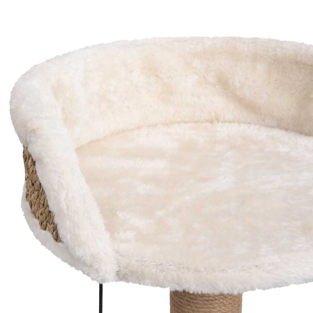 Pawly Cat Tree — Seagrass Scratching Post with Plush Perch (49 cm)