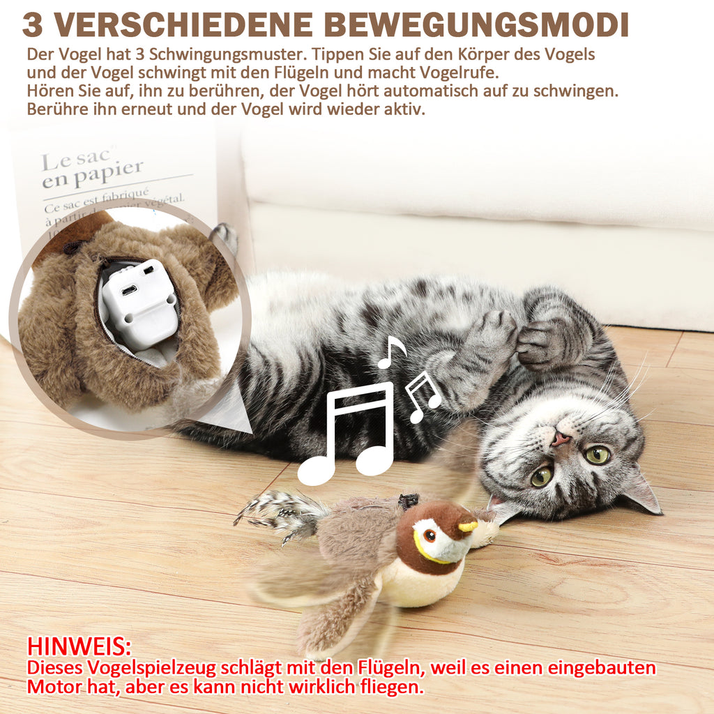 Pawly Interactive Bird Toy — Touch-Activated Electric Cat Toy with Catnip