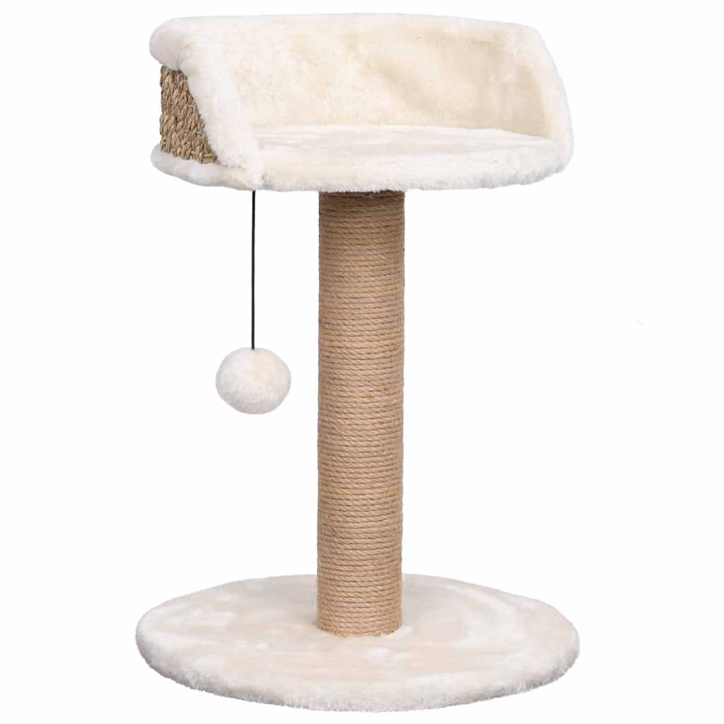 Pawly Cat Tree — Seagrass Scratching Post with Plush Perch (49 cm)