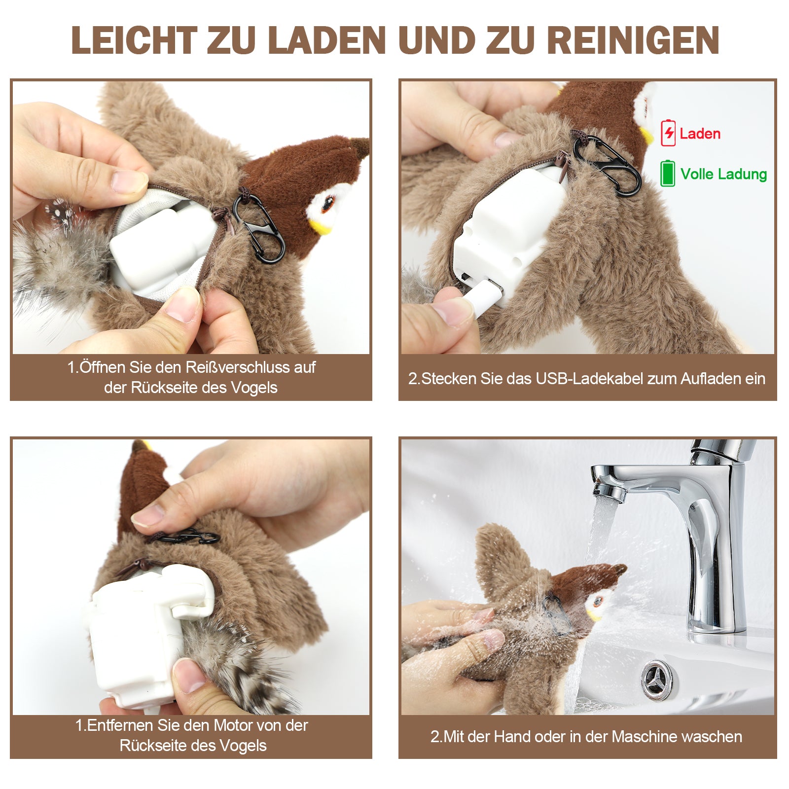 Pawly Interactive Bird Toy — Touch-Activated Electric Cat Toy with Catnip