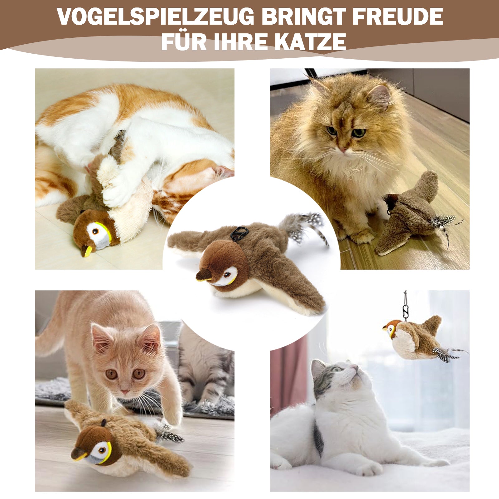 Pawly Interactive Bird Toy — Touch-Activated Electric Cat Toy with Catnip